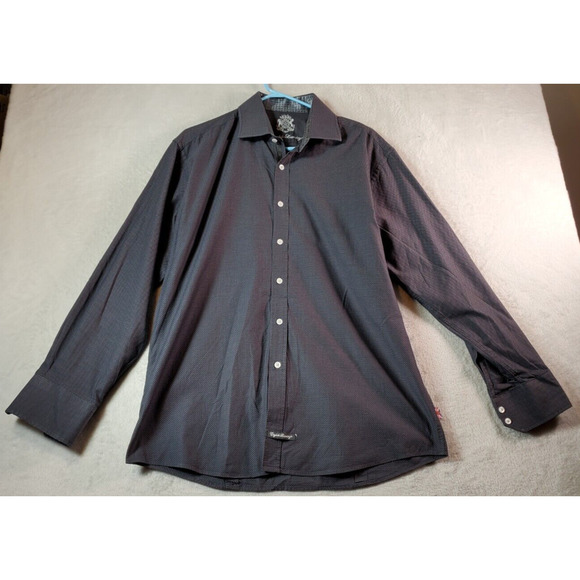 English Laundry‎ Shirt Mens Size 17 Gray Polka Dots Long Sleeve Logo Button Down - Picture 1 of 12